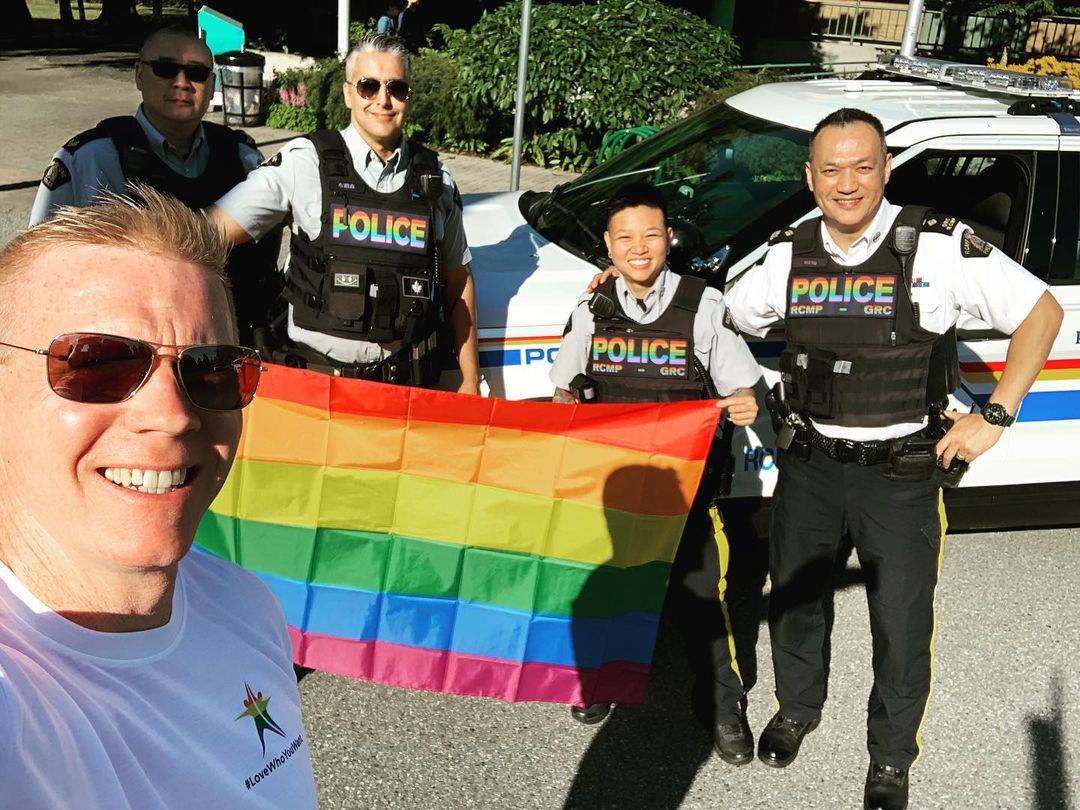 Const. Dale Quiring with Richmond RCMP members at Pride 2020